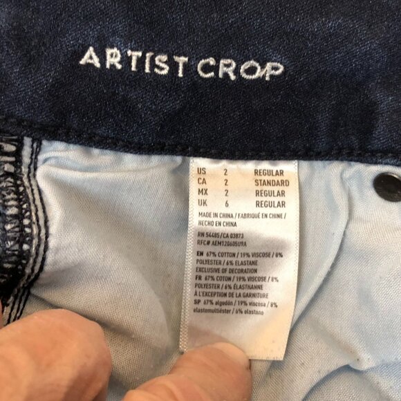 American Eagle Outfitters Womens Jeans Size 2 Artist Crop Destroyed Stretch Blue - Picture 3 of 16